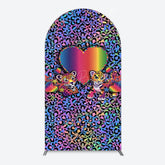 Lofaris Colorful Tiger Couple Heart Graffiti Arch Backdrop